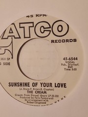 White Label Promo 45 The Cream “Sunshine of Your Love/SWLABR” Atco Records 6544