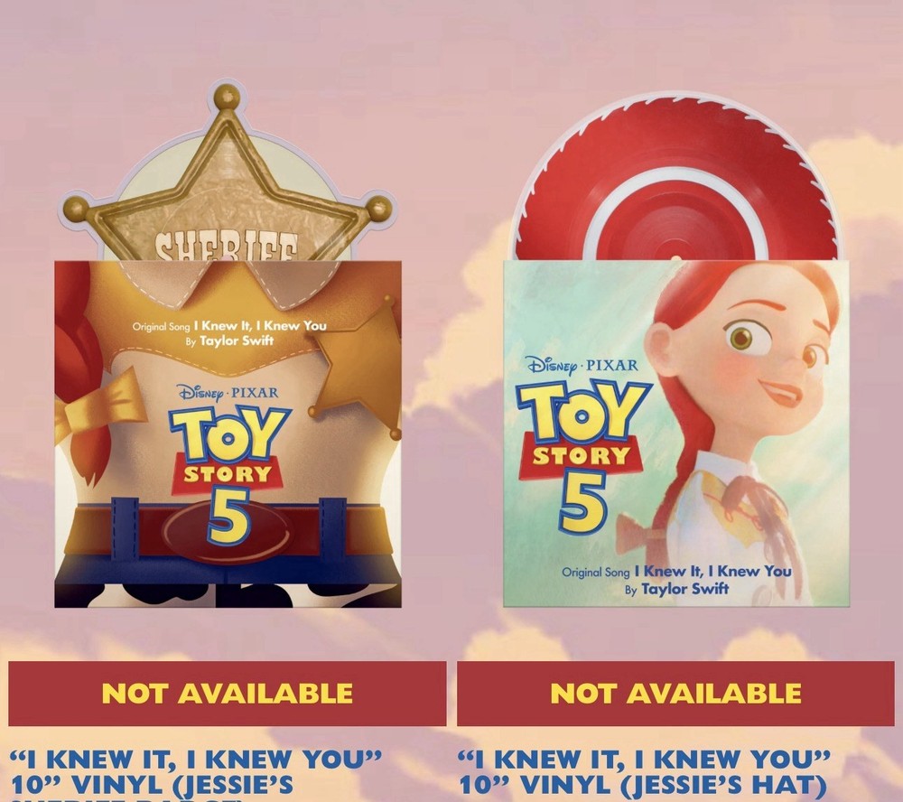 Taylor Swift Toy Story 5 Jessie & Sheriff Badge 10″ Vinyl Bundle Ships Same Day