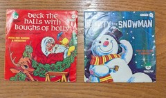 Frosty the Snowman and Deck the Halls Vintage Vinyl Records 45 RPM