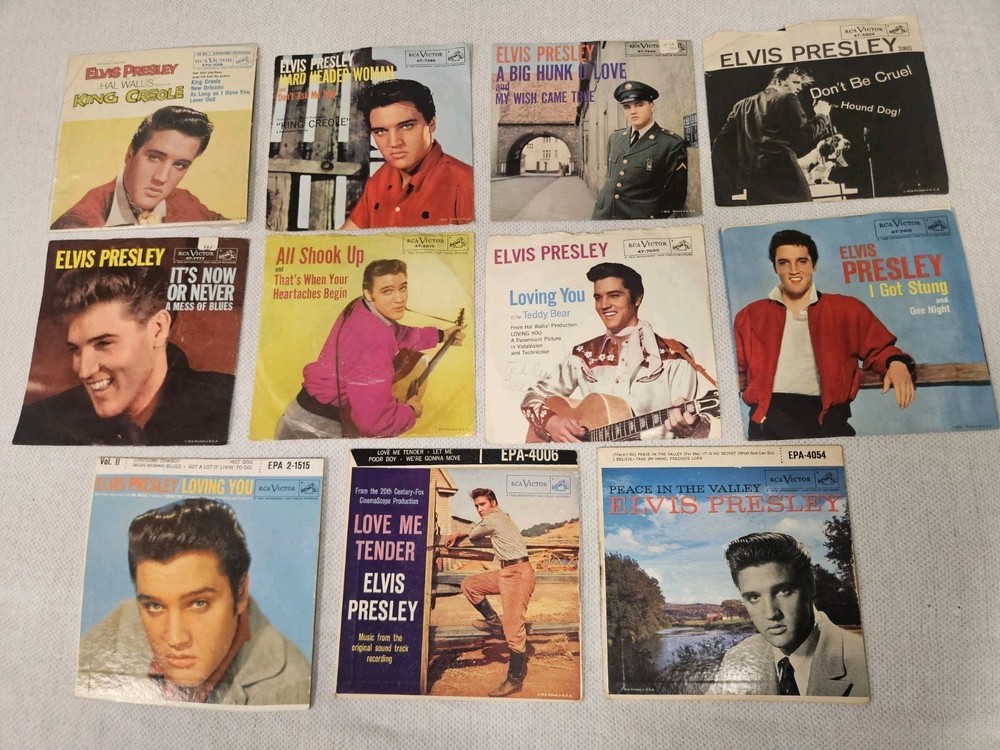45 RPM RECORD PICTURE SLEEVE ELVIS PRESLEY LOT Of 11 Vinyl 7 Inch Shook Up READ
