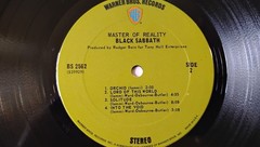 Black Sabbath Master Of Reality 1971 1st Press Vinyl LP With Poster BS 2562 VG+