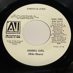 Rinder & Lewis: Tainted Love / Animal Girl 45 – AVI Records
