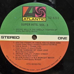 THE SUPER HITS VOL 3 Compilation 1968 Vinyl Atlantic SD 8203 Rock Pop Various