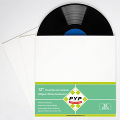 20ct 12-Inch LP Vinyl Record Jackets – 350gsm White Cardboard Covers, Blank Albu