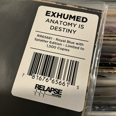 Exhumed – Anatomy Is Destiny LP 2024 Relapse – RR6566 [Blue Splatter] NEW