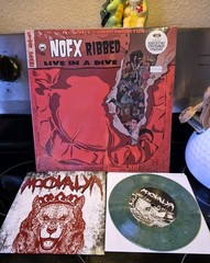 NOFX – Ribbed- Live In A Dive LP & Moovalya 7-inch colored vinyl bundle.