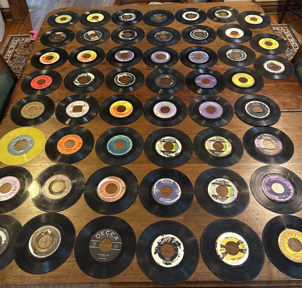 Lot of 51 Vintage 45 RPM Vinyl Records Johnny Cash Brenda Lee Hank Thompson Sun