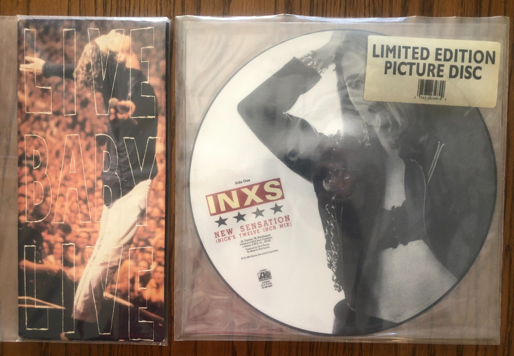 Vintage 1988 INXS NEW SENSATION Limited Edition 12″ Picture Disc + LIVE BABY CD!
