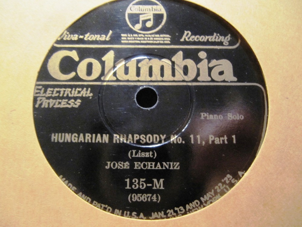 Cuban 1925 JOSE ECHANIZ Pianist PIANO Liszt HUNGARIAN RHAPSODY 11 Columbia 135-M