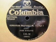Cuban 1925 JOSE ECHANIZ Pianist PIANO Liszt HUNGARIAN RHAPSODY 11 Columbia 135-M