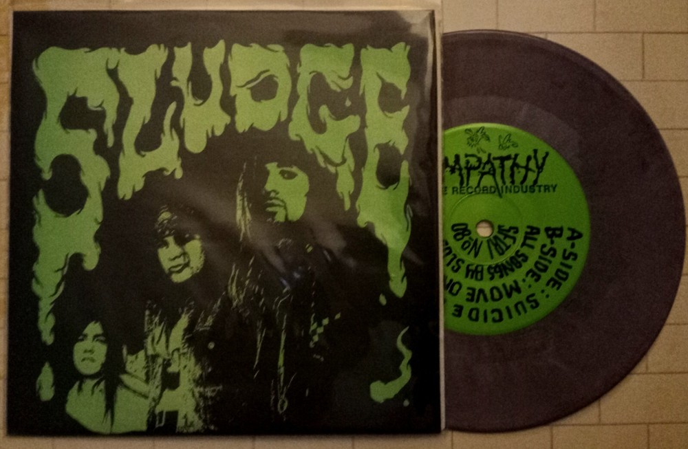 SLUDGE “SUICIDE DRIVE” SFTRI PURPLE MARBLE VINYL 45-ALTERNATIVE PUNK