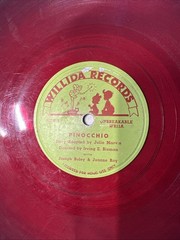 Rare Collectible Vinyl Story Julie Marvin PINOCCHIO 10″ 78 RPM Translucent Red