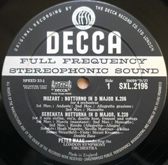 SXL 2196 ED1 Mozart Notturna Four Orchestras Peter Maag 1960 Decca WBG 1st