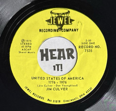 Obscure Historical / Honky Tonk 45 JIM CULVER United States / Last JEWEL OH hear