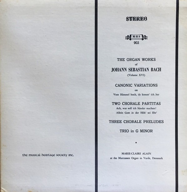 Johann Sebastian Bach, Marie-Claire Alain, The Organ Works Of Johann Sebastian B