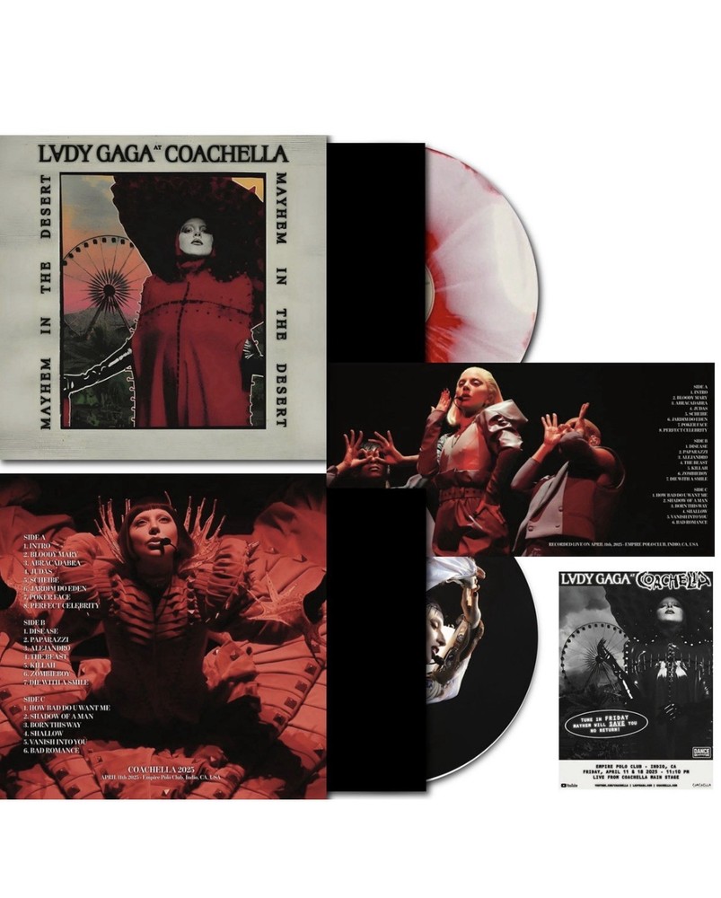 Lady Gaga – Mayhem In The Desert Live At Coachella LP Red White Vinyl New Sealed