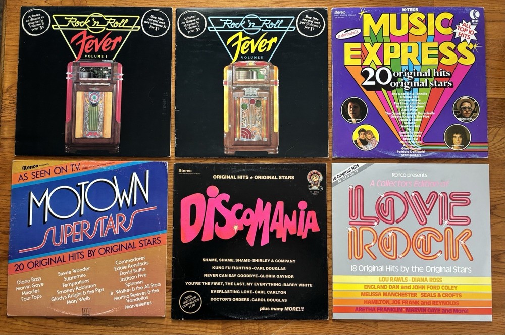 6 Various Artists Vinyl Lp Lot- Motown, Disco, Rock, Pop, Doowop (VG+ to NM)