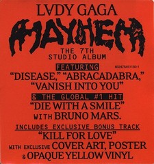 Lady Gaga Mayhem 2 LP Opaque Yellow Vinyl Bonus Song Poster Target Ex New Sealed