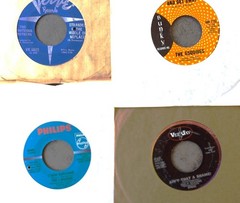 LOT OF 52 VINTAGE 45 RPM RECORDS – LOT #72 -LOOK CLOSELY FOR RARE GEMS