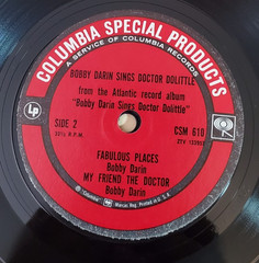 Bobby Darin DOCTOR DOLITTLE (POP 45/PS) #610 PLAYS VG++ NO NOISE!