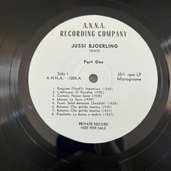 Jussi Bjoerling – Private Record LP A.N.N.A. Recording Opera Tenor 33 RPM
