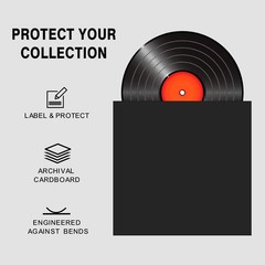 Thick Black Cardboard 12-Inch Record Jackets – 20PCS for Vinyl Preservation