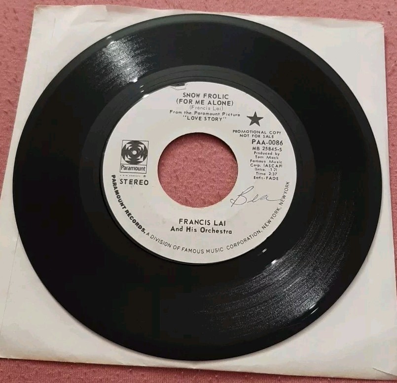 Francis Lai promo 45 Snow Frolic (For Me Alone) Paramount PAA-0086 ex