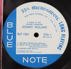 SONNY ROLLINS A NIGHT AT THE VILLAGE VANGUARD LP BLUE NOTE BLP 1581 NY, DG, EAR