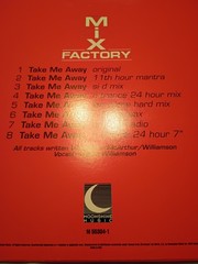 Mix Factory ‘Take Me Away’ Xquisit Remixes Vinyl Record, Phat Cat Records, 2000