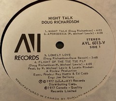 Doug Richardson- Night Talk Spiritual Jazz Funk Breaks EX LP Canada David Benoit