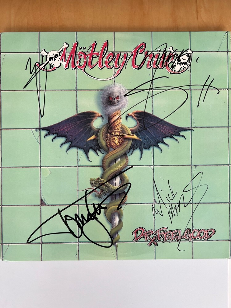 Motley Crue – Dr. Feelgood FULLY SIGNED Vinyl LP – All Members – Mick Mars!