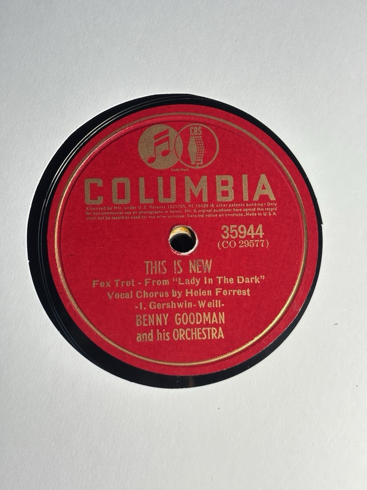 Vintage Columbia 78 RPM Benny Goodman Helen Forrest Bewitched This Is New