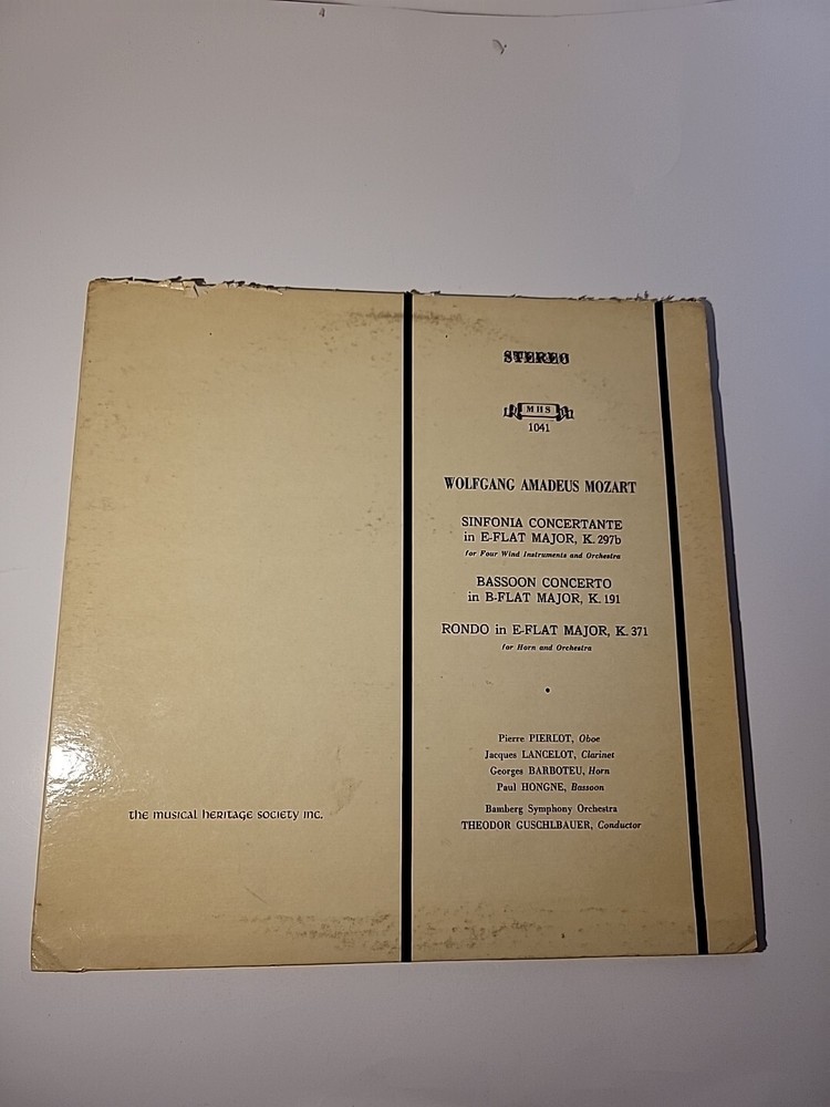 Wolfgang Amadeus Mozart: Musical Heritage Society Album