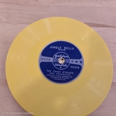 Vintage Three Stooges 6″ 78 RPM Yellow Golden Record Wreck Halls Jingle Bells