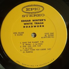 Edgar Winter’s White Trash Roadwork Vinyl LP Epic #KEG 31249 1972 1st Press CSM
