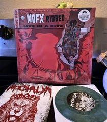 NOFX – Ribbed- Live In A Dive LP & Moovalya 7-inch colored vinyl bundle.