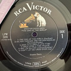 SKEETER DAVIS Sings The End Of The World LP ’63 RCA LPM 2699 Mono SHRINK VG/NM