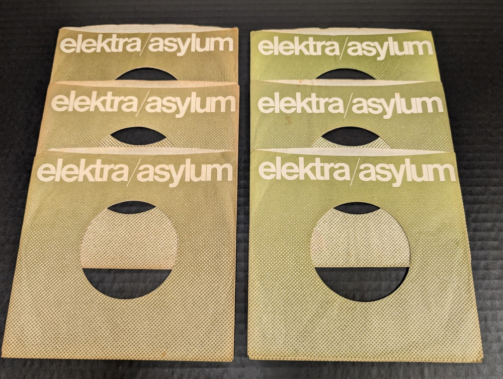 Lot of 6 Vintage Elektra Asylum Records 45 RPM 7″ Company Sleeves for Rock Jazz