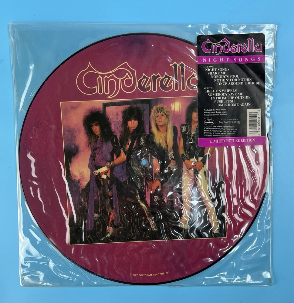 Cinderella: Night Songs 1987 Mercury Records Picture Disc Vinyl LP Hype Sticker