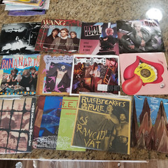 Lot 12 VTG 7″ Vinyl Records Mixed Rock Pop New Wave 45 RPM Bowie R.E.M. 80s