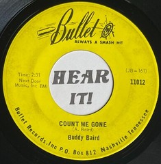 Hot Groovy Teen Country Rocker 45 BOBBY BAIRD Count Me Gone BULLET obscure hear