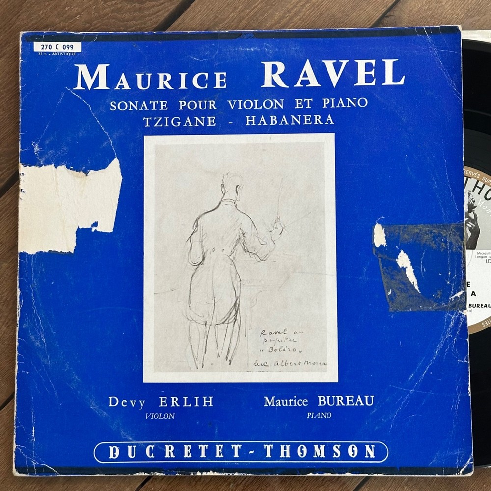 Devy Erlih Bureau Rare! ED1 France 10” lp Ravel Piano Violin Ducretet Thompson