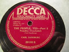 1941 CARL SANDBURG Spoken Word Poem THE PEOPLE, YES Prejudice DECCA 29105