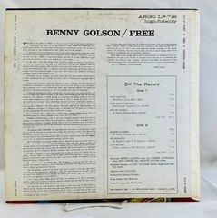 LP: Benny Golson Quartet – Free , Argo LP-716, Promo, Deep Groove, 1963, Har
