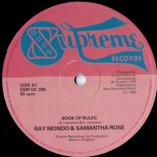 Raymondo & Samantha Rose – Book Of Rules / Easy Loving (12″) (Near Mint (NM or M