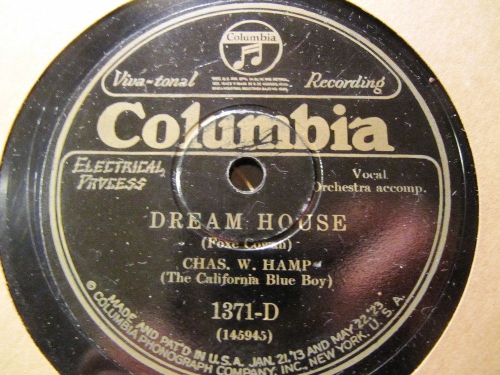 1928 Charles Hamp CALIFORNIA BLUE BOY Dream House/ Masquerade COLUMBIA 1371-D