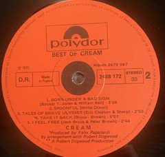Cream Best Of Cream Vinyl 2675 087 LP Import RARE Hard Rock Plz READ* VG TESTED*