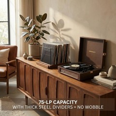 Decorative Vinyl Record Storage For Up to 75 Single Records – Sturdy LP Holde…