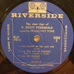 Franchot Tone – The Jazz Age Of F. Scott Fitzgerald Riverside Records RLP 701 LP