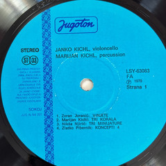Janko & Marijan Kichl – Violoncello, Percussion – 1979 Jugoton LSY-63083 LP – EX